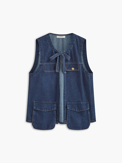 Denim Tie-Front Tank Top